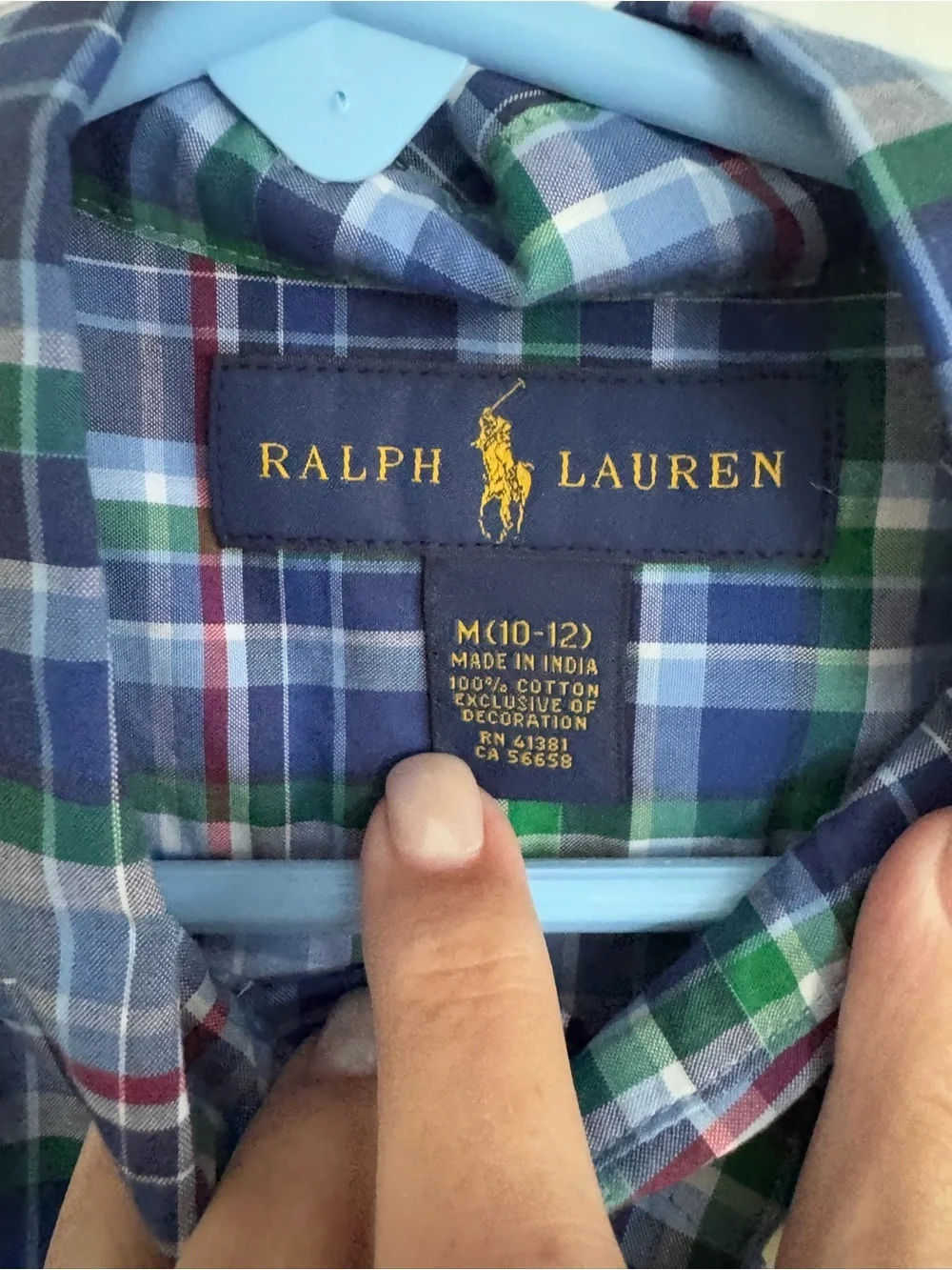 Ralph Lauren Navy, Green & White Plaid Button-Down Shirt